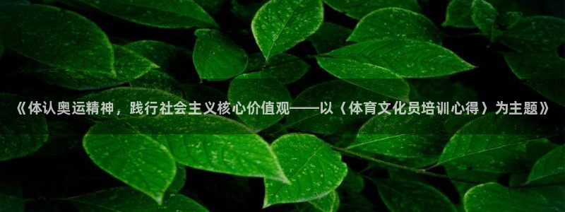 欧陆娱乐分分彩：《体认奥运精神，践行社会主义核心价值